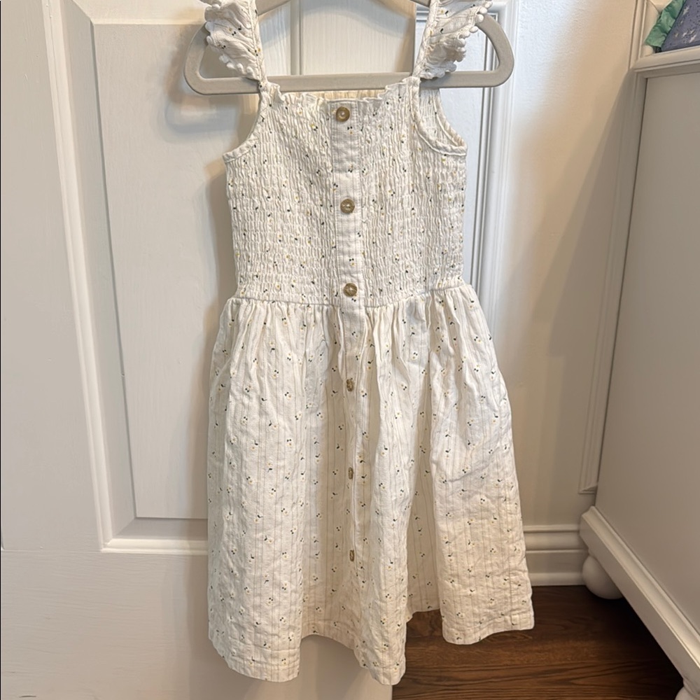 Charming White Kids Dress with Ruffle Straps